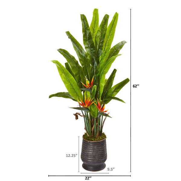 62” Bird of Paradise Artificial Plant in Decorative Planter