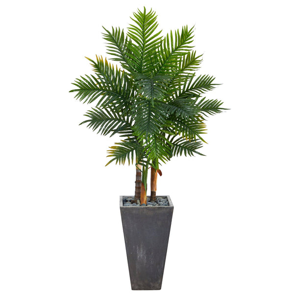 63” Areca Artificial Palm Tree in Cement Planter (Real Touch)