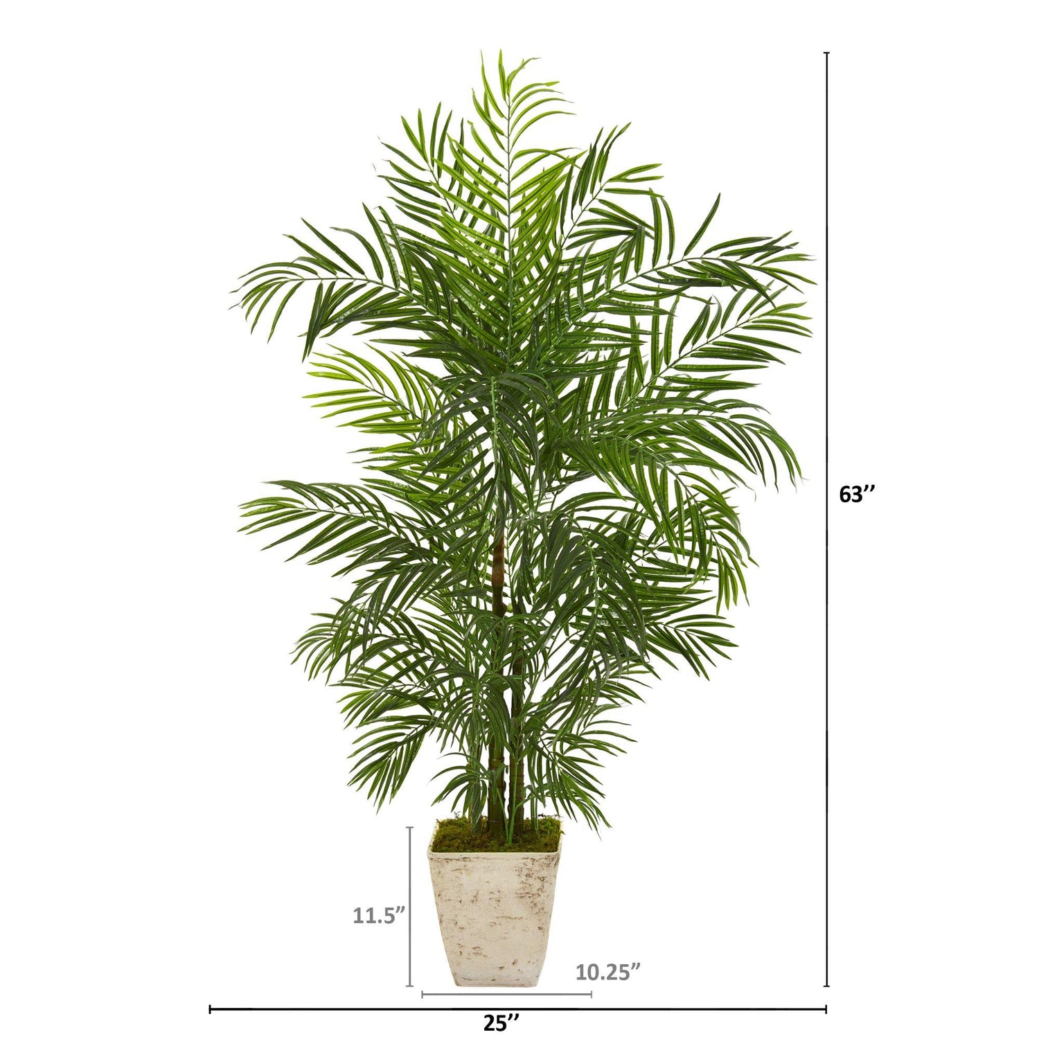 63” Areca Artificial Palm Tree in Country White Planter (Indoor/Outdoor)