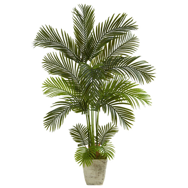 63” Areca Palm Artificial Tree in Country White Planter