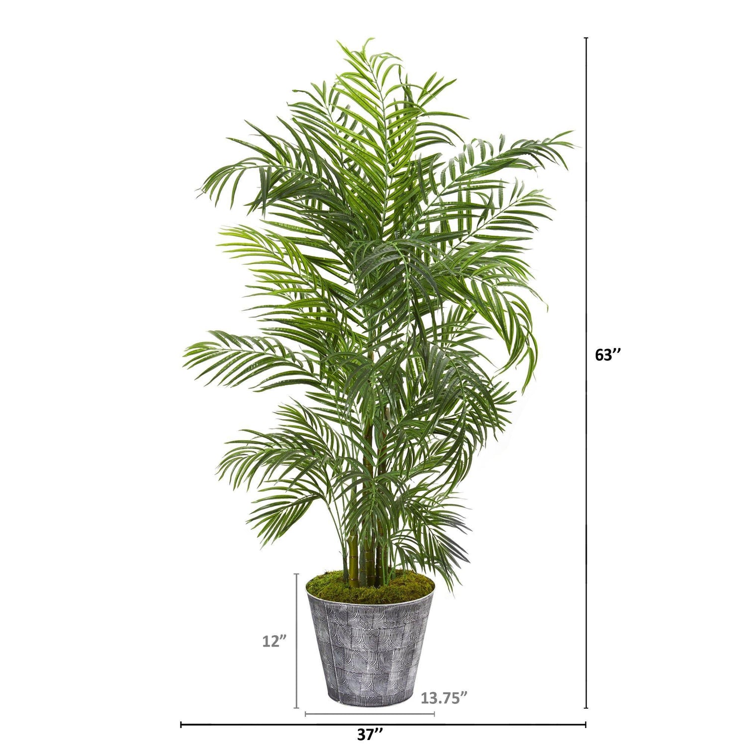 63” Areca Palm Artificial Tree in Decorative Planter (Indoor/Outdoor)