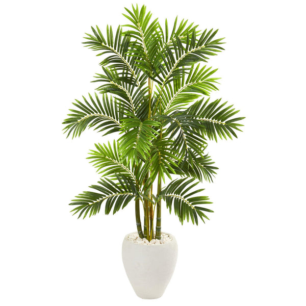 63” Areca Palm Artificial Tree in White Planter