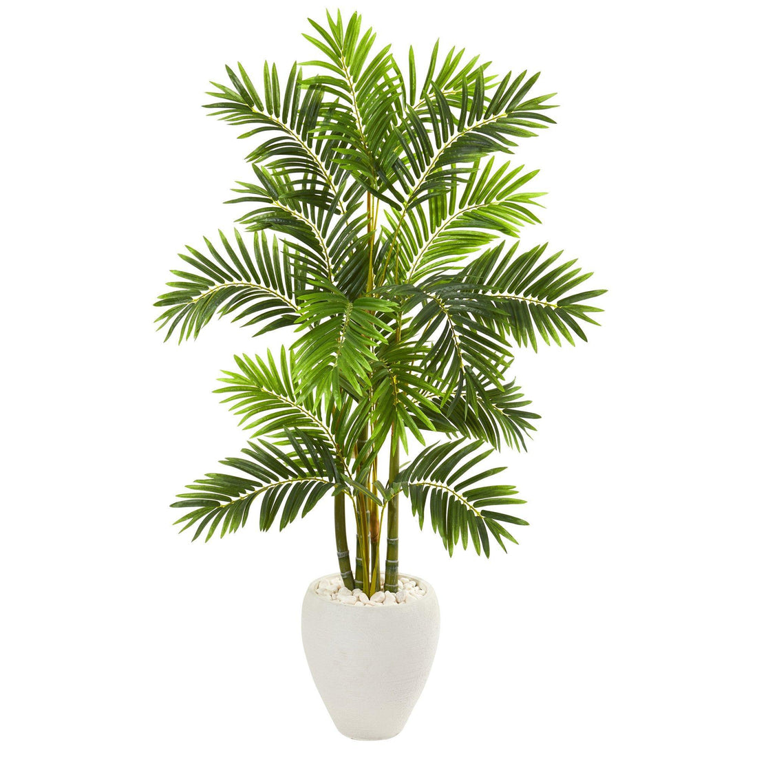 white palm plant 63” Areca Palm Artificial Tree in White Planter