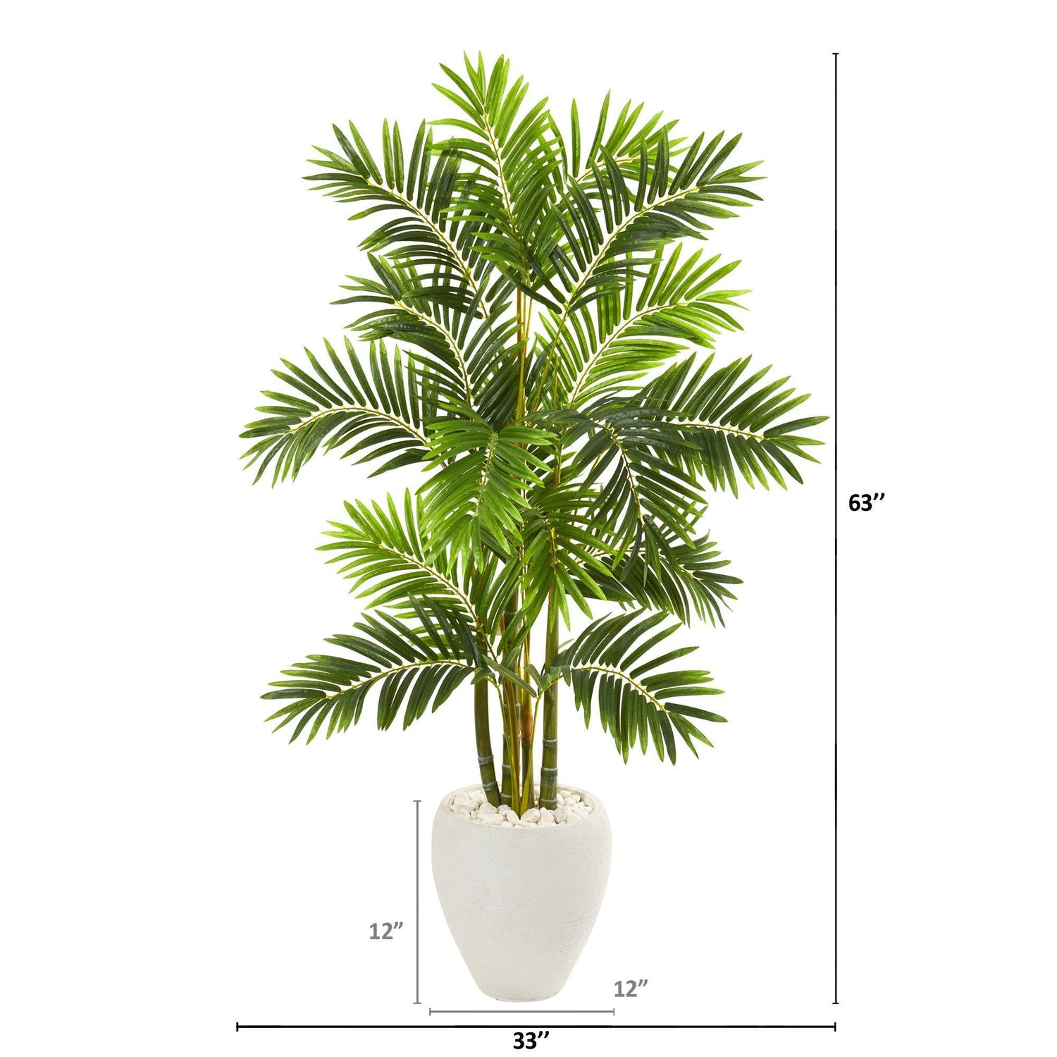 63” Areca Palm Artificial Tree in White Planter