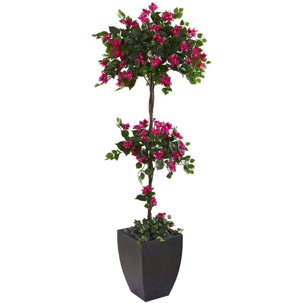 63” Bougainvillea Artificial Topiary Tree in Black Planter