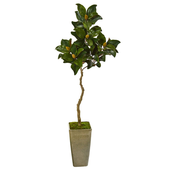 63” Magnolia Artificial Tree in Green Planter