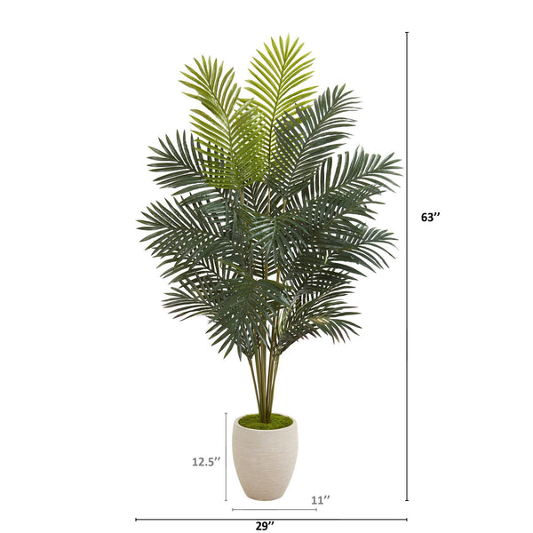 63” Paradise Palm Artificial Plant in Sand Colored Planter