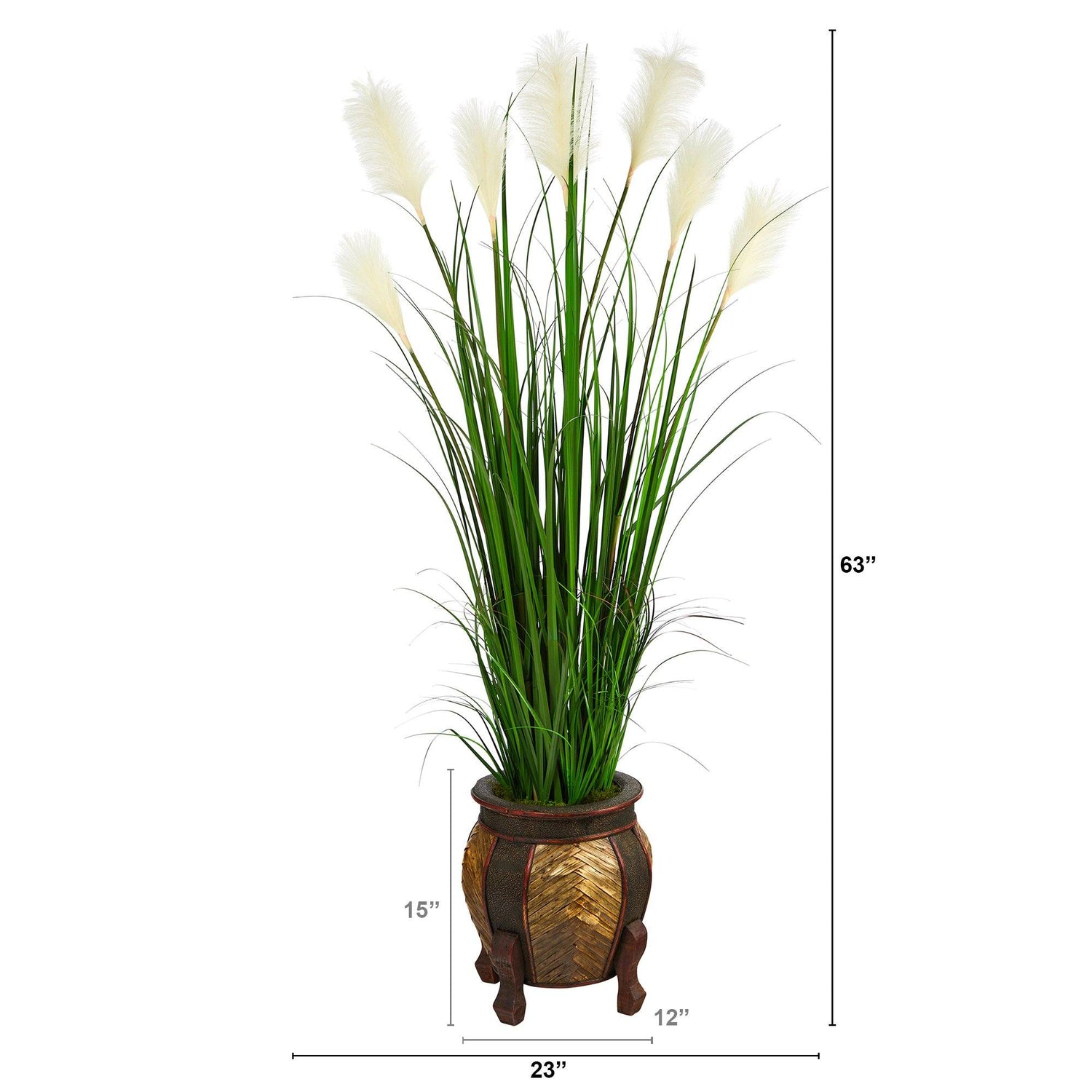 63” Wheat Plum Grass Artificial Plant in Decorative Planter