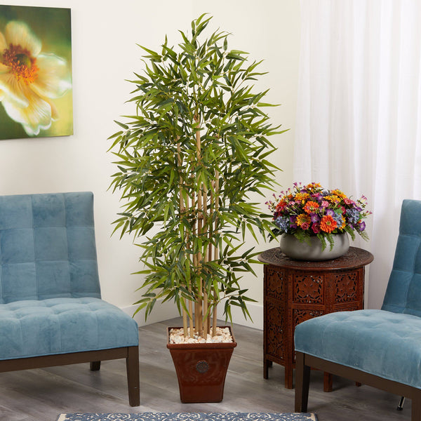 64” Bamboo Artificial Tree in Brown Planter