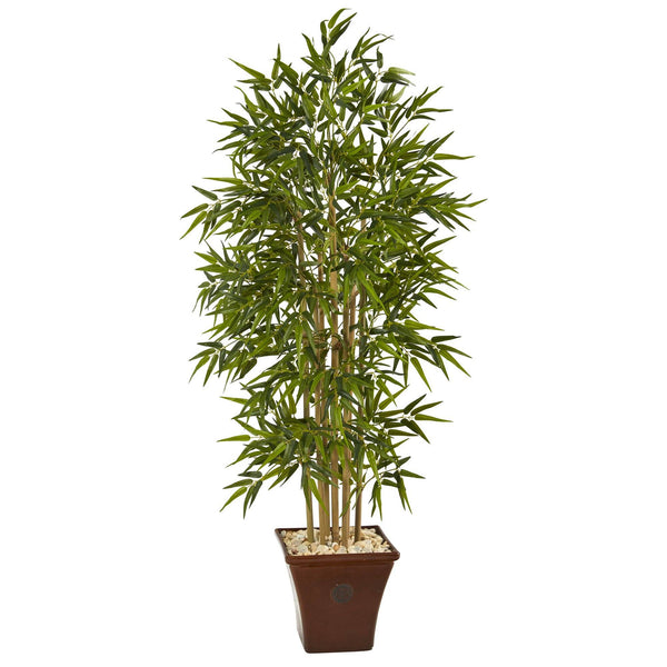 64” Bamboo Artificial Tree in Brown Planter