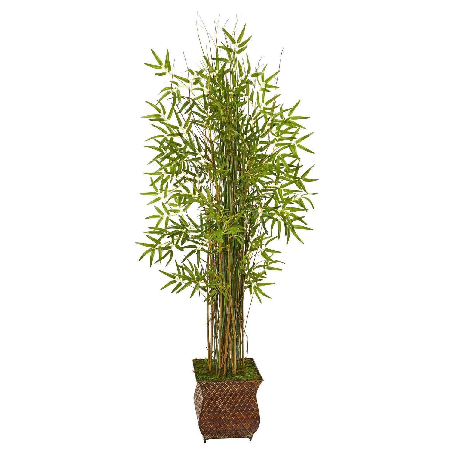 64” Bamboo Grass Artificial Plant in Metal Planter