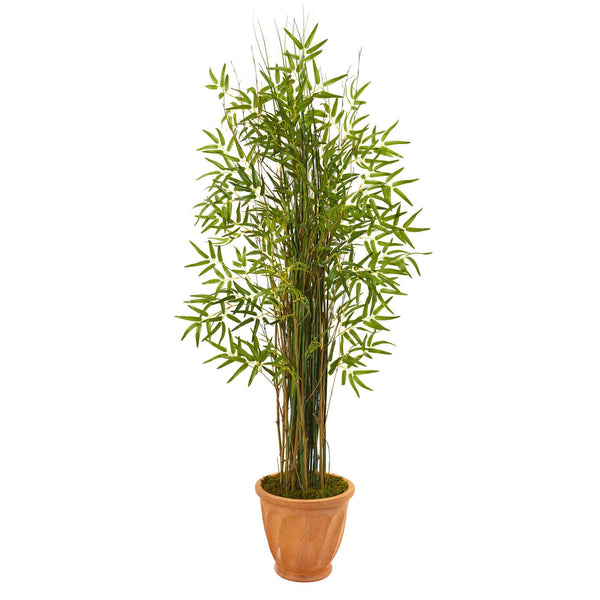 64” Bamboo Grass Artificial Plant in Terra-Cotta Planter