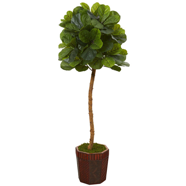 64” Fiddle Leaf Artificial Tree in Decorative Planter (Real Touch)