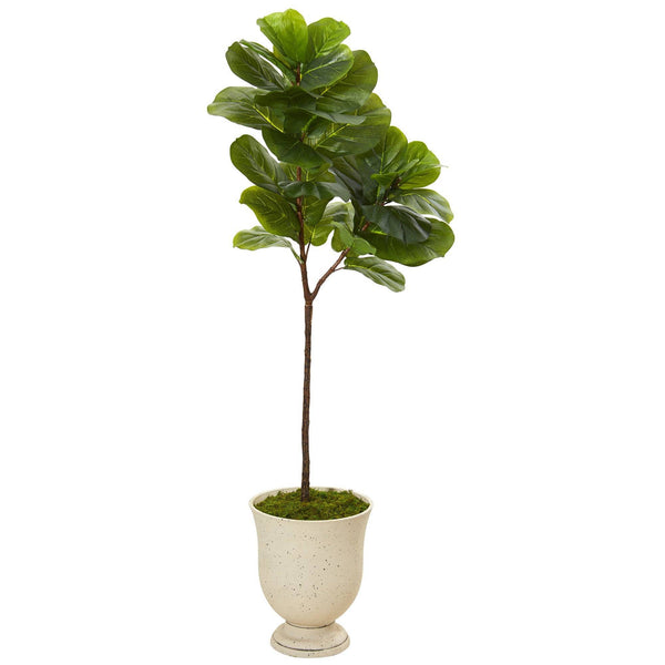 64” Fiddle Leaf Artificial Tree in Decorative Urn (Real Touch)