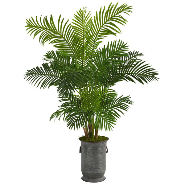 64” Hawaii Palm Artificial Tree in Vintage Metal Planter