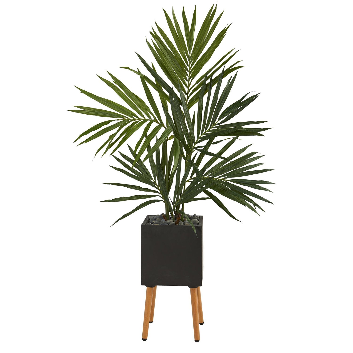 64” Kentia Artificial Palm Tree in Black Planter with Stand