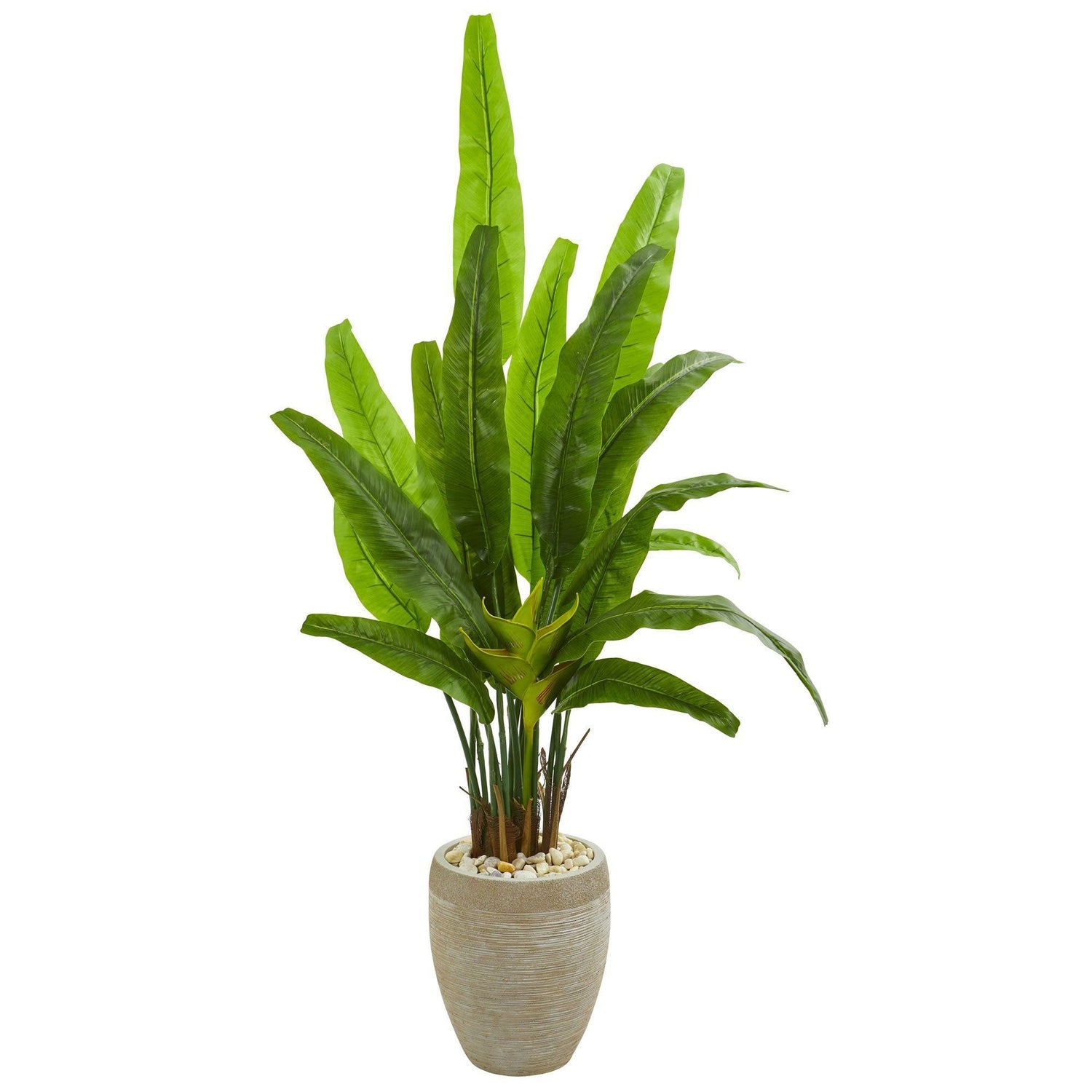 64” Travelers Palm Artificial Tree in Sand Colored Planter