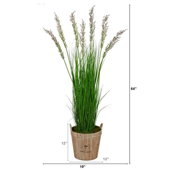 64” Wheat Grass Artificial Plant in Farmhouse Planter