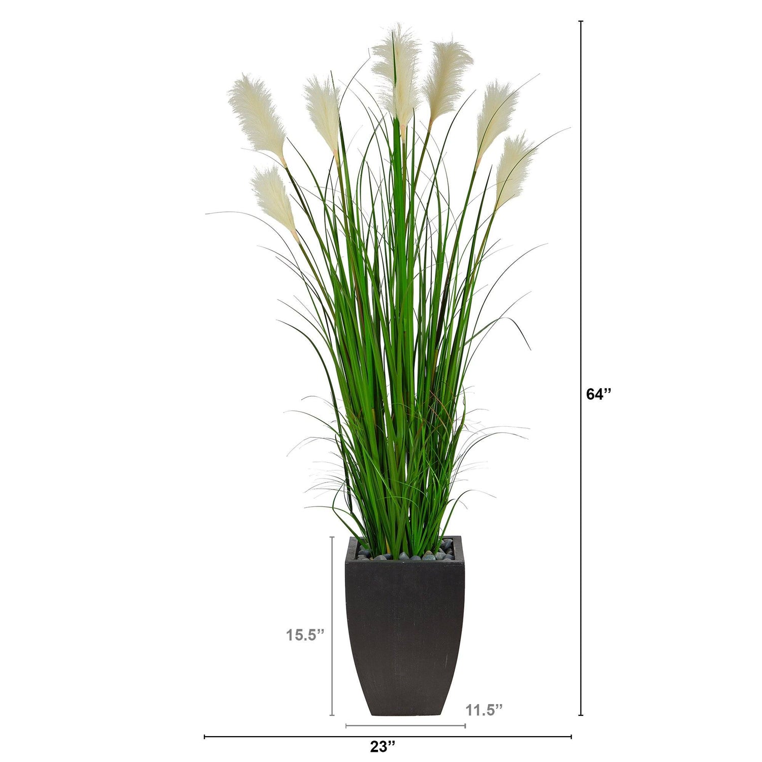 64” Wheat Plum Grass Artificial Plant in Black Planter