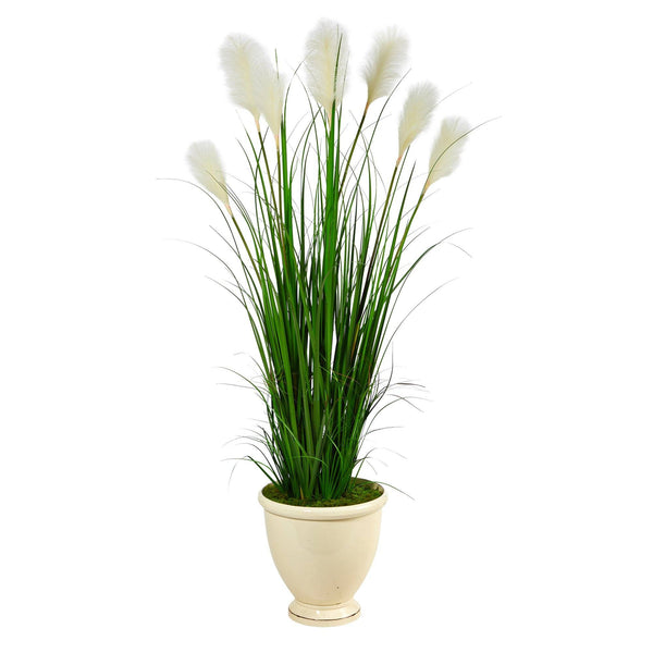 64” Wheat Plum Grass Artificial Plant in Urn Planter