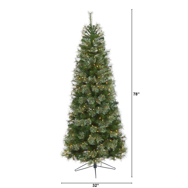 6.5' Cashmere Slim Artificial Christmas Tree with 350 Warm White Lights and 660 Bendable Branches