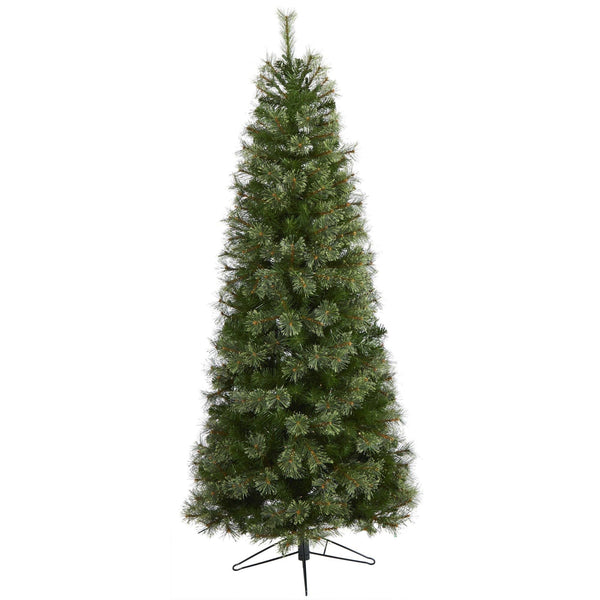 6.5' Cashmere Slim Artificial Christmas Tree with 350 Warm White Lights and 660 Bendable Branches