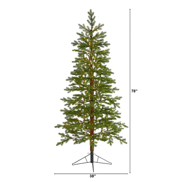 6.5' Fairbanks Fir Artificial Christmas Tree with 250 Clear Warm (Multifunction) LED Lights and 208 Bendable Branches