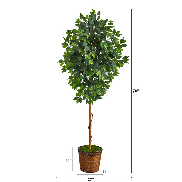 6.5’ Ficus Artificial tree in Wicker Planter