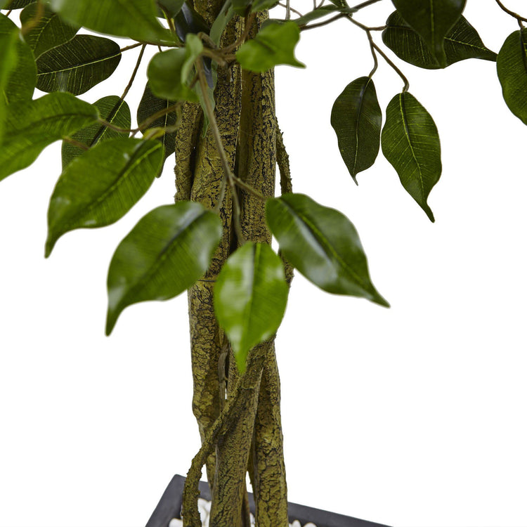 6.5’ Ficus Tree with Slate Planter UV Resistant (Indoor Outdoor