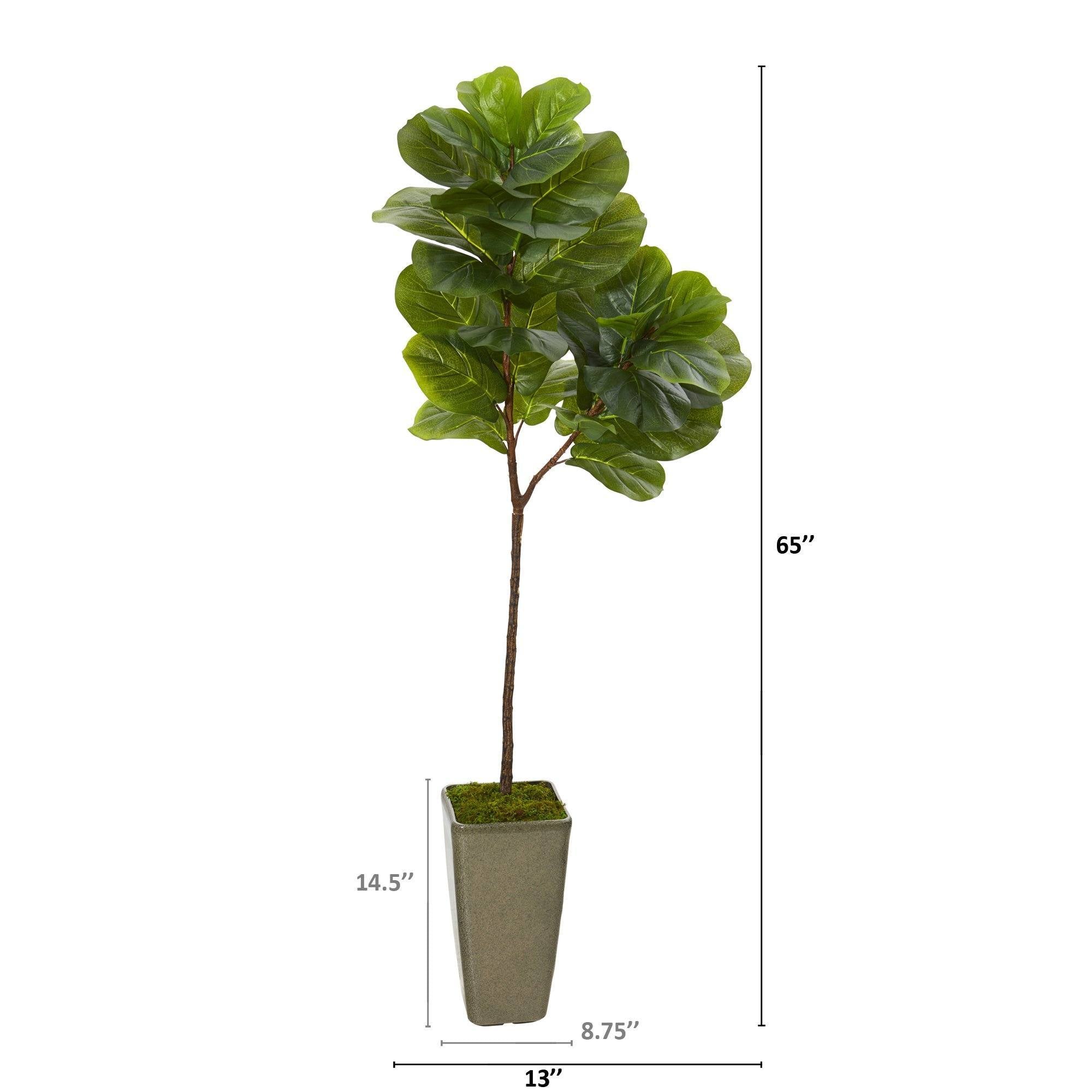 65” Fiddle Leaf Artificial Tree in Green Planter (Real Touch) | Nearly ...