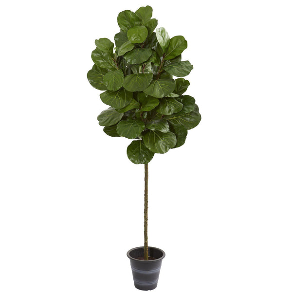 6.5’ Fiddle Leaf Artificial Tree With Decorative Planter