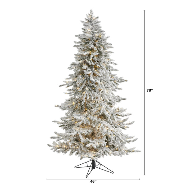 6.5' Flocked Grand Northern Rocky Fir Artificial Christmas Tree