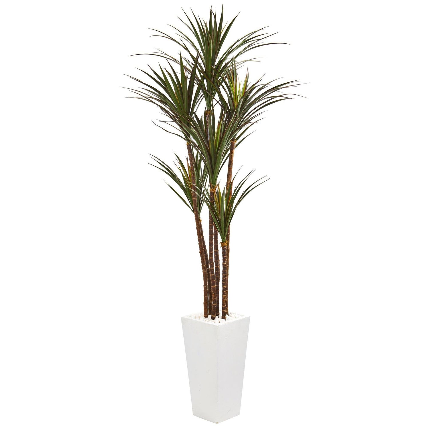 6.5’ Giant Yucca Artificial Tree in White Planter Indoor/Outdoor