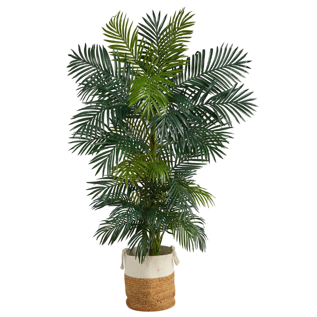 palm face plant 6.5' Golden Cane Artificial Palm Tree in Handmade Natural Jute and Cotton Planter
