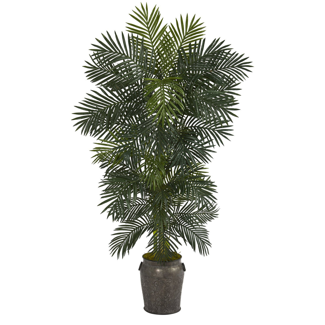 palm plants sold at walmart 6.5' Golden Cane Artificial Palm Tree in Metal Planter