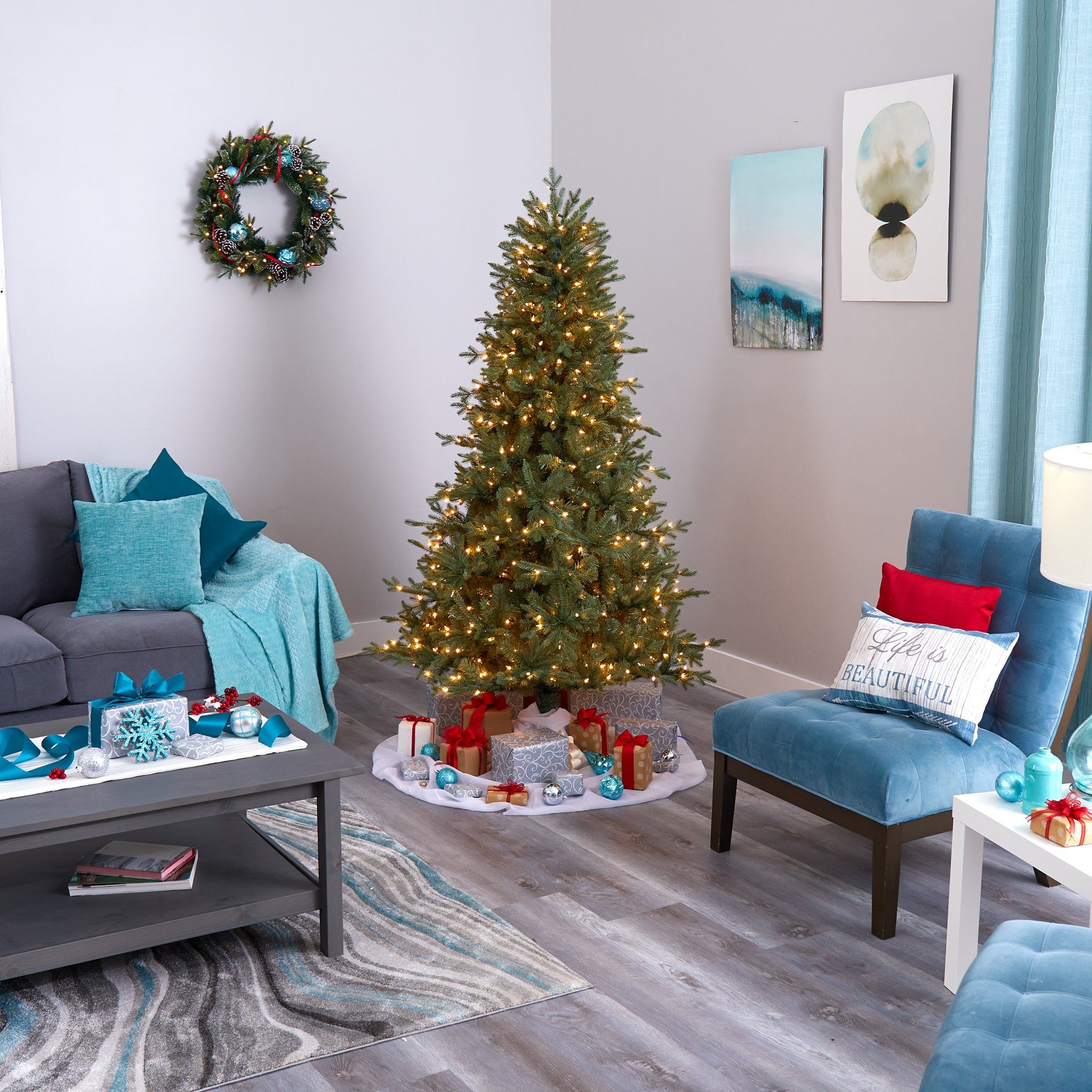 6.5' New Hampshire Spruce Artificial Christmas Tree with 500 Warm