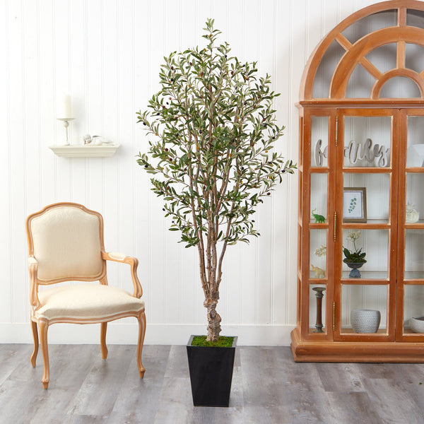 6.5’ Olive Artificial Tree in Black Metal Planter