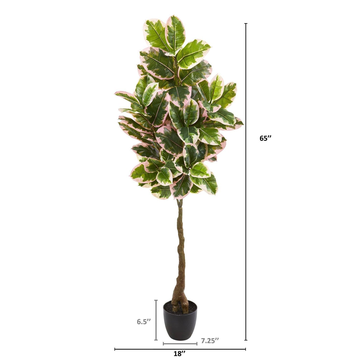 65” Variegated Rubber Leaf Artificial Tree (Real Touch)