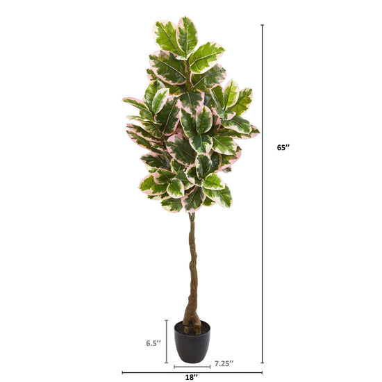 65” Variegated Rubber Leaf Artificial Tree (Real Touch) Nearly Natural