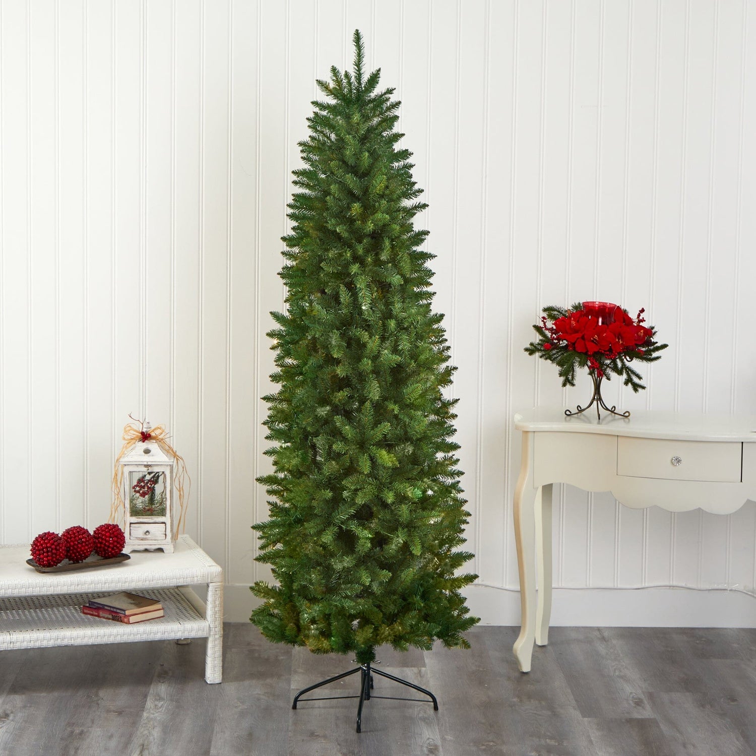 6.5’ Slim Green Mountain Pine Artificial Christmas Tree with 851 Bendable Branches