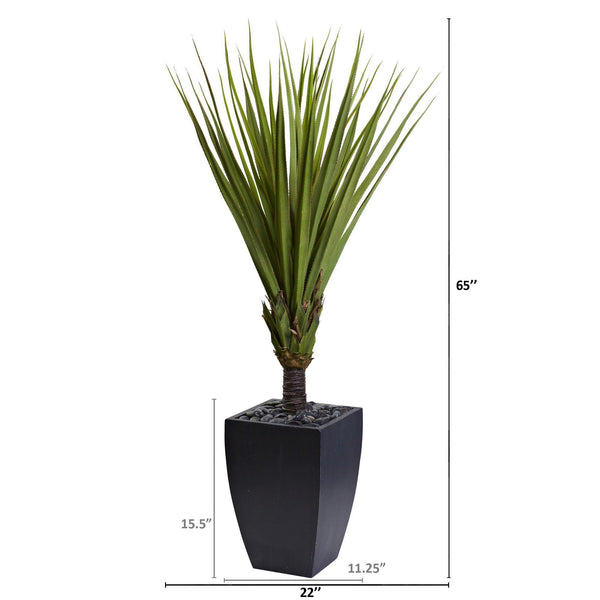 65” Spiky Agave Artificial Tree in Black Planter