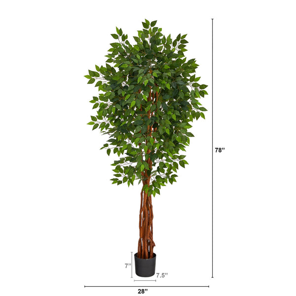 6.5’ Super Deluxe Ficus Artificial Tree with Natural Trunk