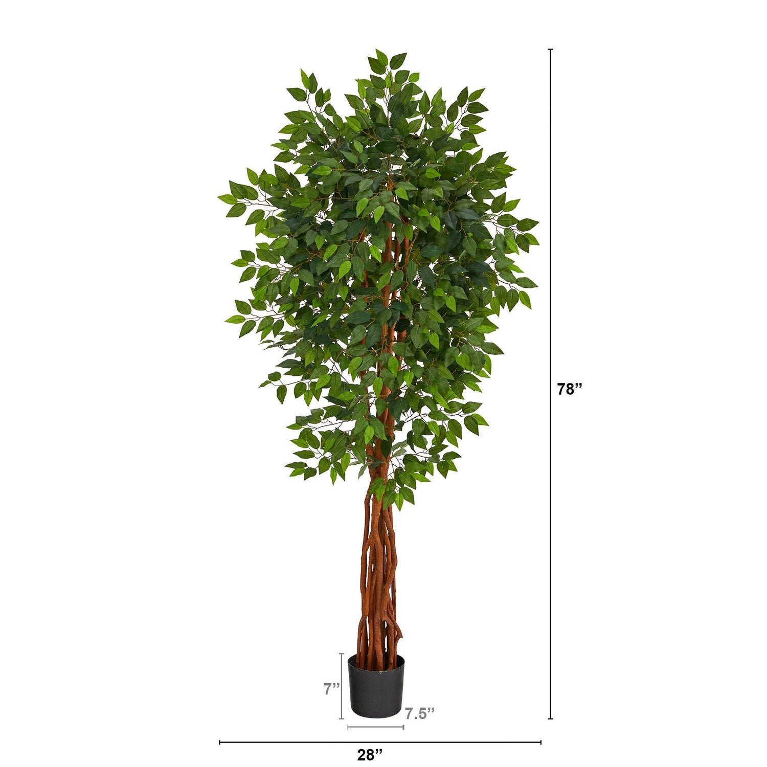 6.5’ Super Deluxe Ficus Artificial Tree with Natural Trunk