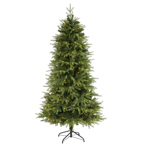 6.5’ Vancouver Fir “Natural Look” Artificial Christmas Tree with 400 Clear LED Lights and 2158 Bendable Branches