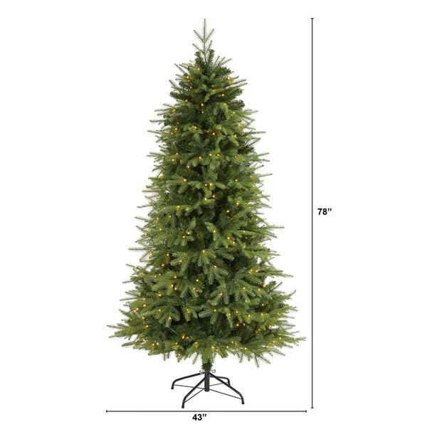 6.5’ Vancouver Fir “Natural Look” Artificial Christmas Tree with 400 Clear LED Lights and 2158 Bendable Branches