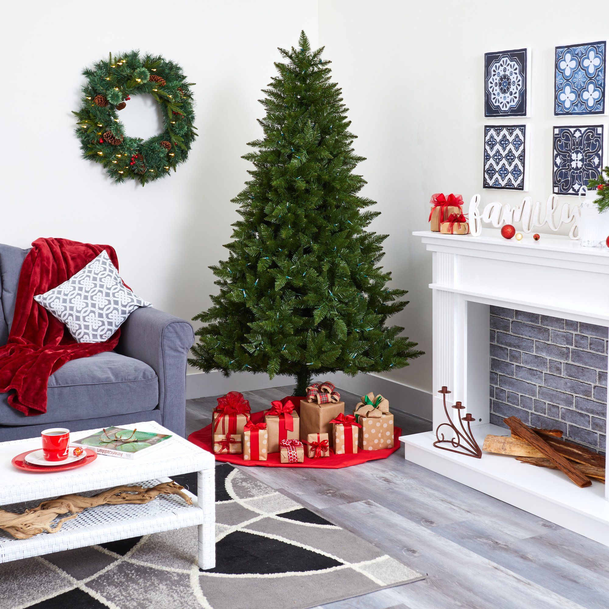 6.5' Vermont Spruce Artificial Christmas Tree with 450 Warm White