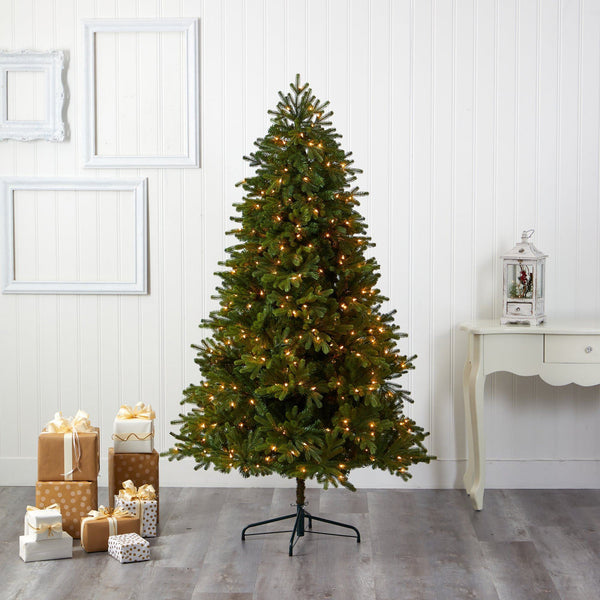 6.5’ Washington Fir Artificial Christmas Tree with 400 Clear Lights and 1110 Bendable Branches