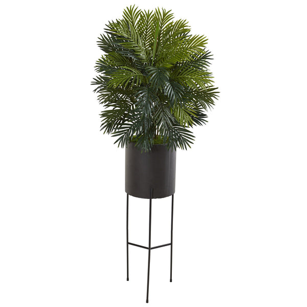 66” Areca Palm Artificial Plant in Stand Black Planter
