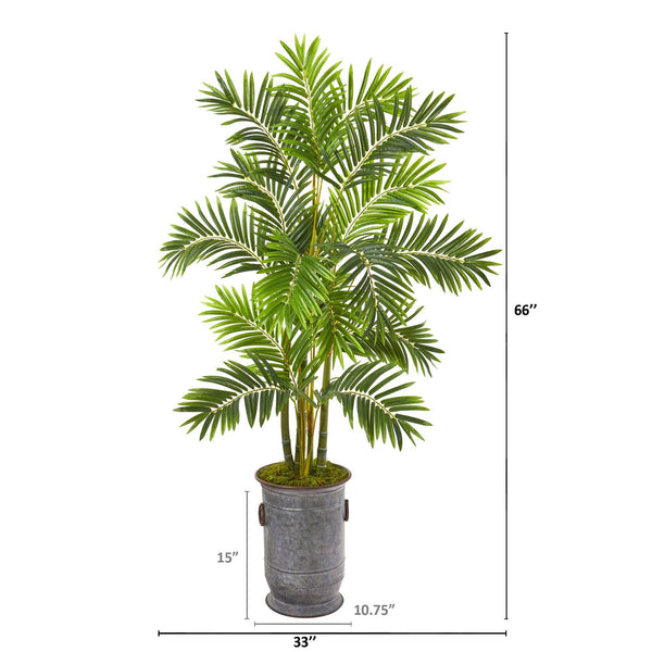 66” Areca Palm Artificial Tree in Metal Planter