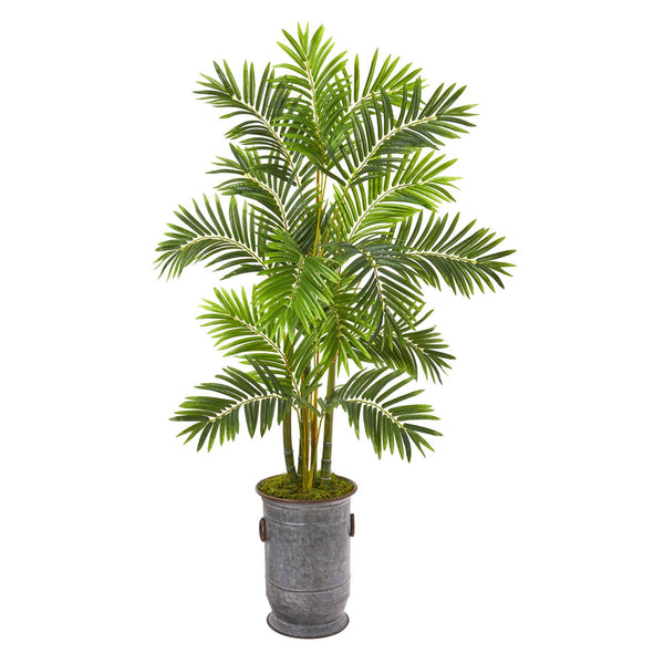66” Areca Palm Artificial Tree in Metal Planter